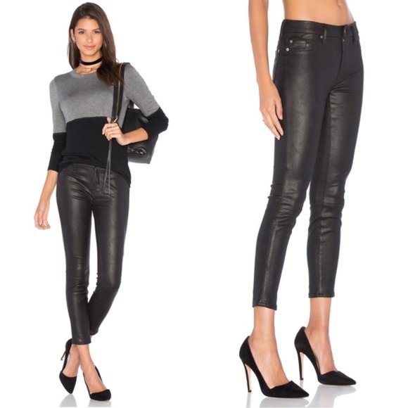 7 For All Mankind Pants - 7 For All Mankind Black Knee Seam Skinny Pants